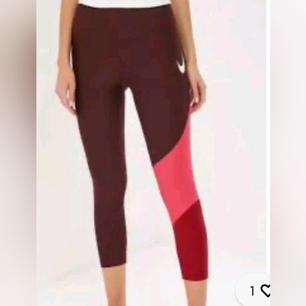 Nike Dri-FIT  Maroon, Pink, Red Colorblock  Leggings